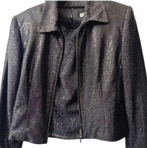Chic Black Shimmery Women's 2 Piece Blazer Set Size 10/12